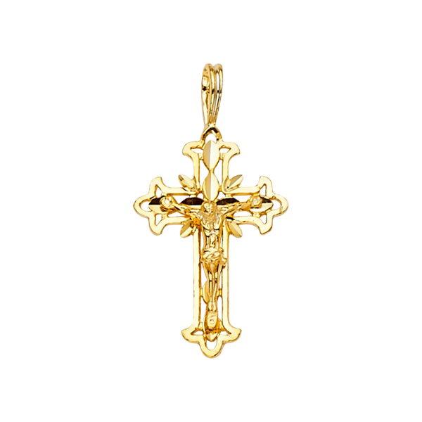 Fancy Crucufix Pendant - 14k Yellow Gold