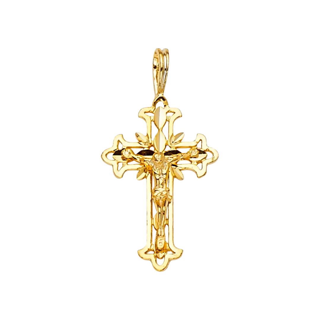 Fancy Crucufix Pendant - 14k Yellow Gold