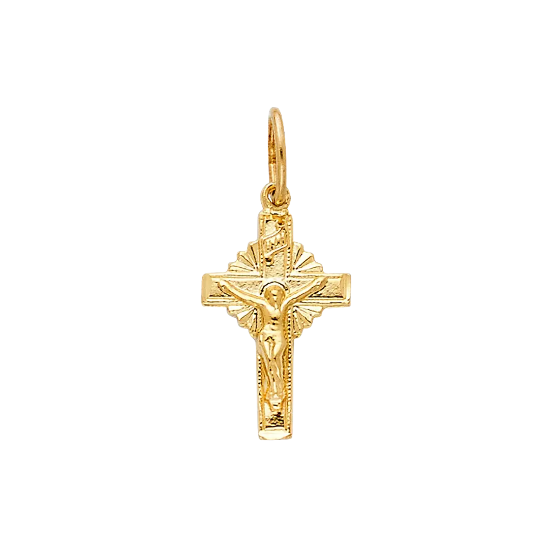 Fancy Crucufix Pendant - 14k Yellow Gold