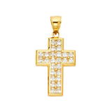 Cross with CZ Pendant - 14k Yellow Gold