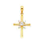 Cross with CZ Pendant - 14k Yellow Gold