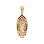 Guadalupe with Mexican Color CZ Pendant - 14k Tri Color Gold