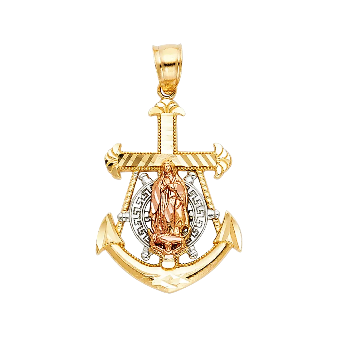 Guadalupe Anchor Pendant - 14k Tri Color Gold