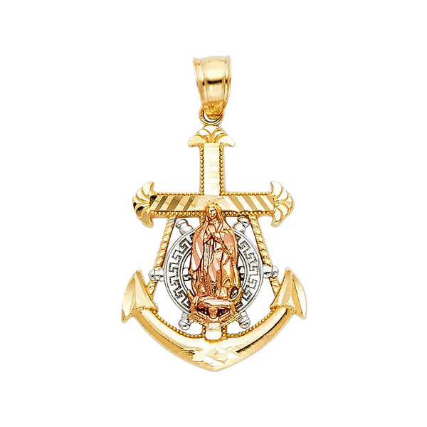 Guadalupe Anchor Pendant - 14k Tri Color Gold