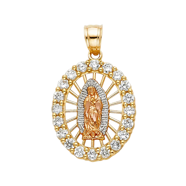 Guadalupe with CZ Pendant - 14k Tri Color Gold