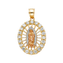 Guadalupe with CZ Pendant - 14k Tri Color Gold