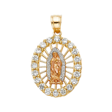 Guadalupe with CZ Pendant - 14k Tri Color Gold