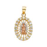 Guadalupe with CZ Pendant - 14k Tri Color Gold