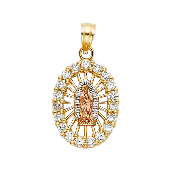 Guadalupe with CZ Pendant - 14k Tri Color Gold