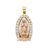 Guadalupe with CZ Pendant - 14k Tri Color Gold