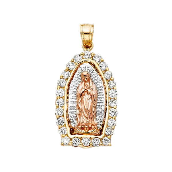 Guadalupe with CZ Pendant - 14k Tri Color Gold