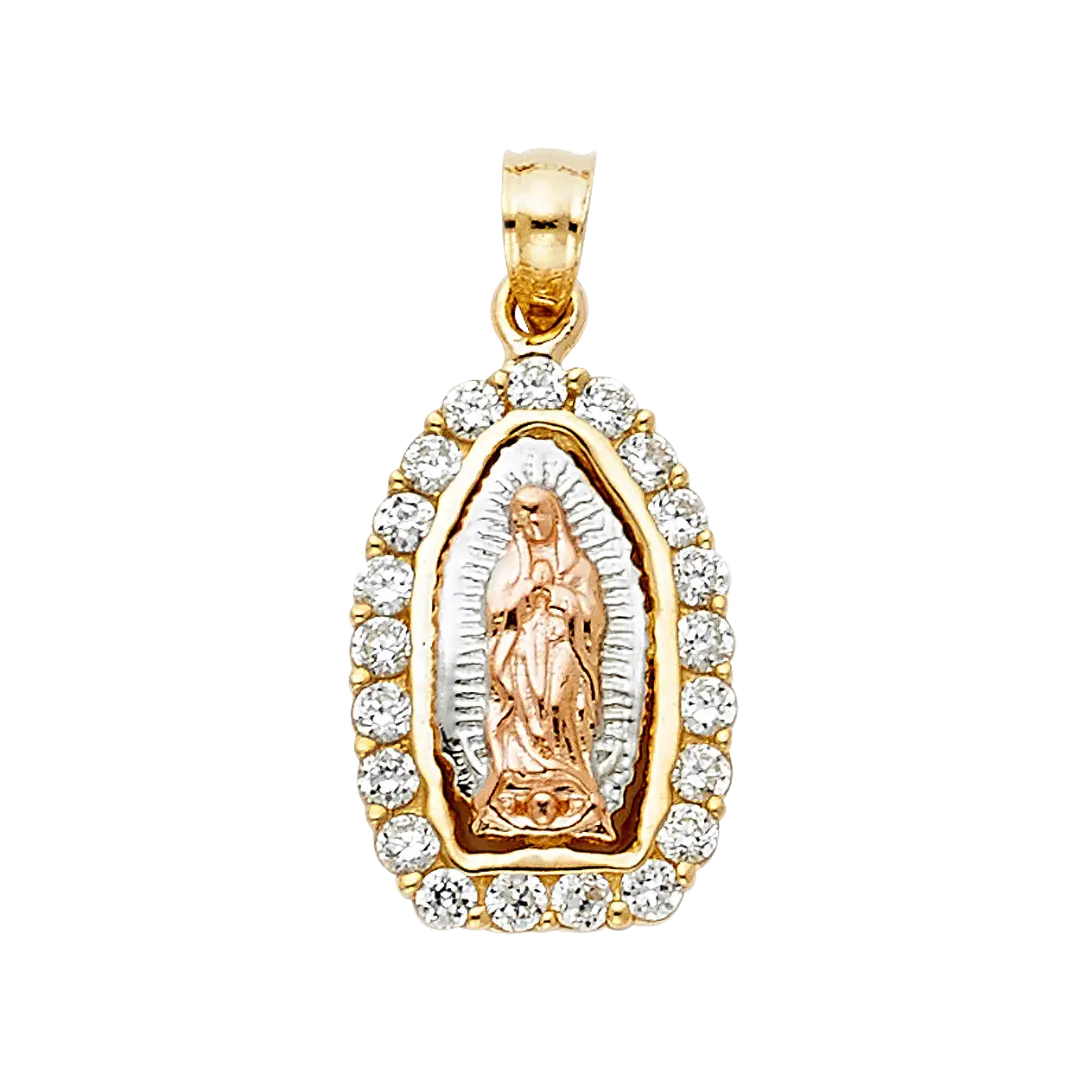 Guadalupe with CZ Pendant - 14k Tri Color Gold