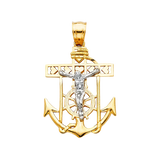 Mariner Cross Anchor Pendant - 14k Two Tone Gold