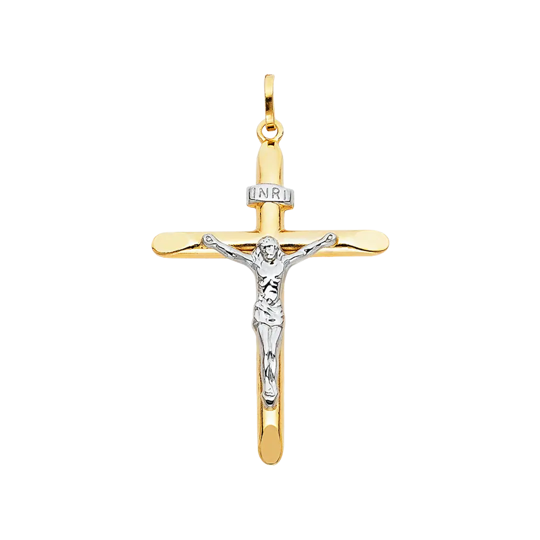 Laminated Crucufix Pendant - 14k Two Tone Gold