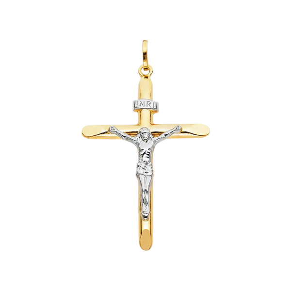 Laminated Crucufix Pendant - 14k Two Tone Gold