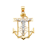 Mariner Cross Anchor Pendant - 14k Two Tone Gold