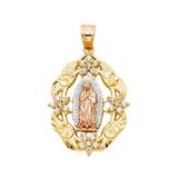 Guadalupe with CZ Pendant - 14k Tri Color Gold