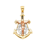 Mariner Cross Anchor Pendant - 14k Tri Color Gold