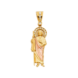 San Judas with CZ Pendant - 14k Tri Color Gold