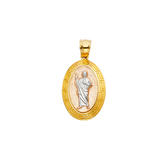 San Judas with CZ Pendant - 14k Tri Color Gold