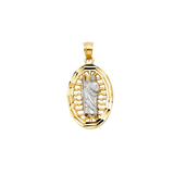 San Judas with CZ Pendant - 14k Two Tone Gold