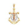 Mariner Cross Anchor Pendant - 14k Tri Color Gold