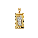 San Judas with CZ Pendant - 14k Two Tone Gold