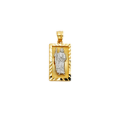 San Judas with CZ Pendant - 14k Two Tone Gold