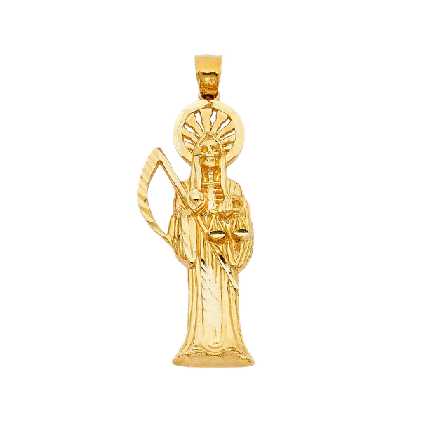 Santa Muerte Pendant - 14k Yellow Gold