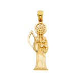 Santa Muerte Pendant - 14k Yellow Gold