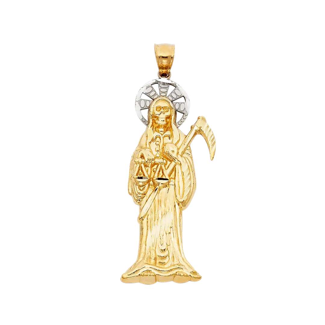 Santa Muerte Pendant - 14k Tri Color Gold