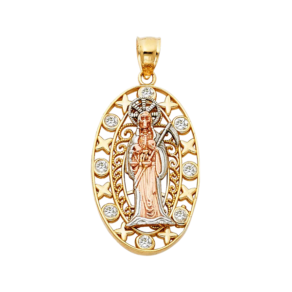 Santa Muerte Pendant - 14k Tri Color Gold