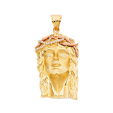 Jesus Christ Head Pendant with CZ - 14k Two Tone Gold