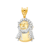 Jesus Christ Head Pendant with CZ - 14k Two Tone Gold