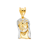 Jesus Christ Head Pendant with CZ - 14k Two Tone Gold