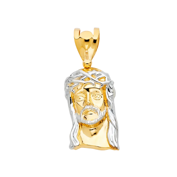 Jesus Christ Head Pendant with CZ - 14k Two Tone Gold