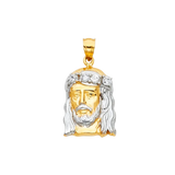 Jesus Christ Head Pendant with CZ - 14k Two Tone Gold