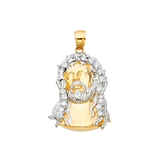 Jesus Christ Head Pendant with CZ - 14k Two Tone Gold