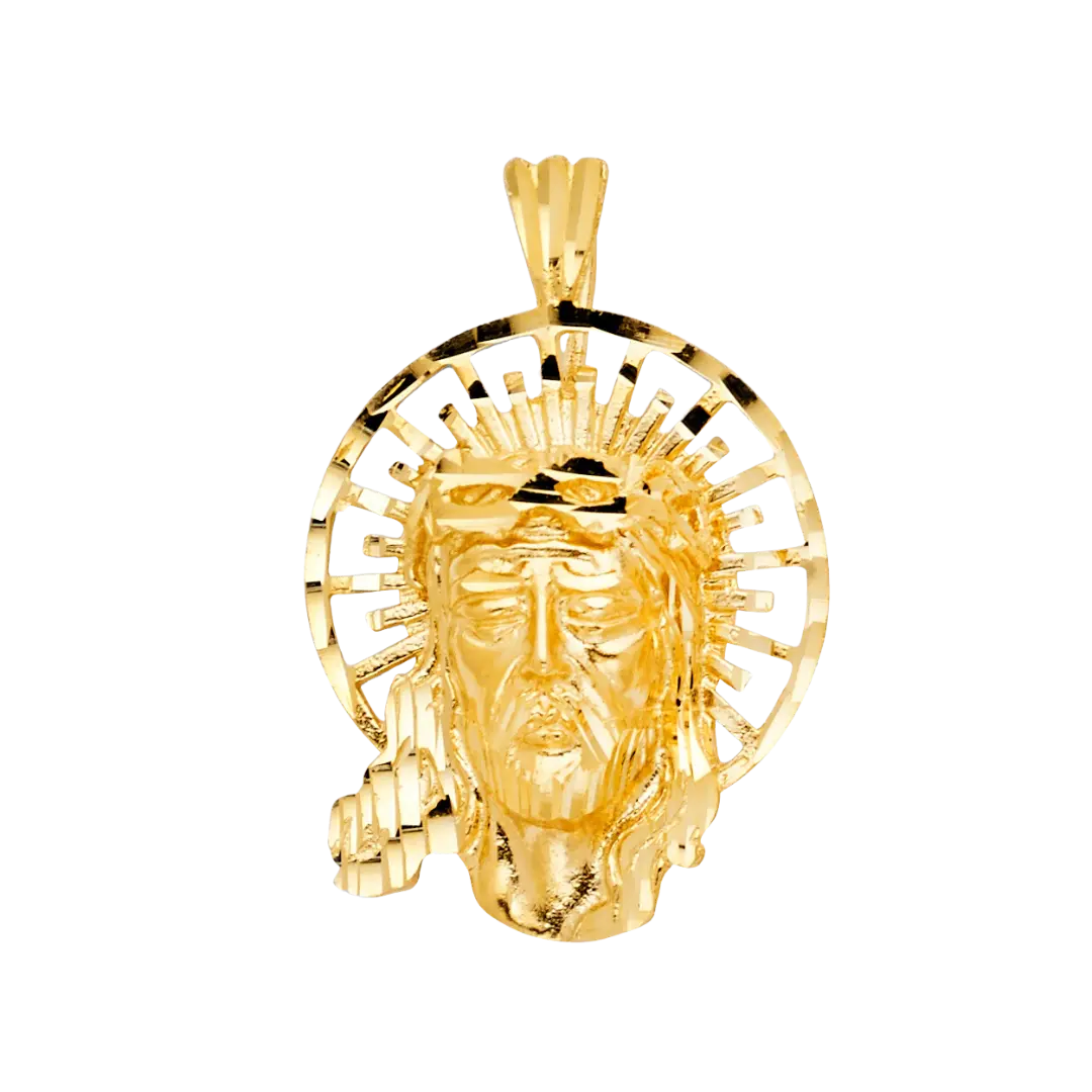 Jesus Christ Head Pendant - 14k Yellow Gold