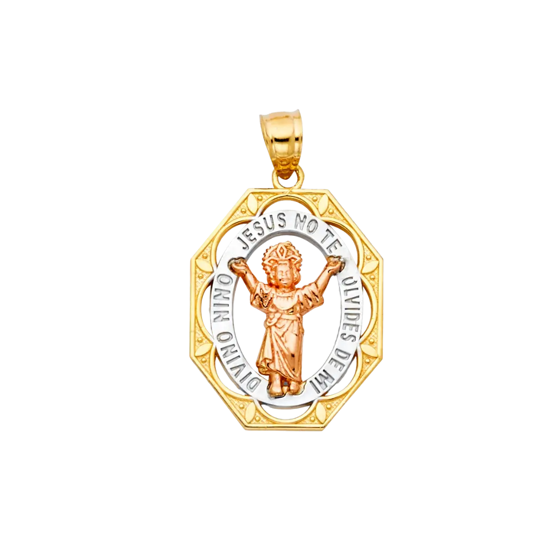 Divine Infant Jesus Pendant - 14k Tri Color Gold