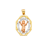 Divine Infant Jesus Pendant - 14k Tri Color Gold