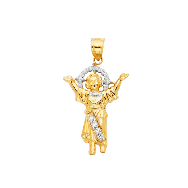 Divine Infant Jesus with CZ Pendant - 14k Two Tone Gold