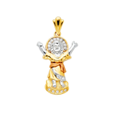 Divine Infant Jesus with CZ Pendant - 14k Tri Color Gold