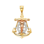 Mariner Cross Anchor Pendant - 14k Tri Color Gold