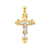 Cut Out Crucufix Pendant - 14k Two Tone Gold