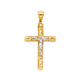 Cut Out Crucufix Pendant - 14k Two Tone Gold