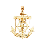 Mariner Cross Anchor Pendant - 14k Yellow Gold