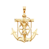 Mariner Cross Anchor Pendant - 14k Yellow Gold