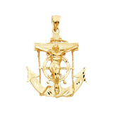 Mariner Cross Anchor Pendant - 14k Yellow Gold