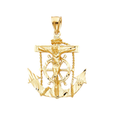 Mariner Cross Anchor Pendant - 14k Yellow Gold